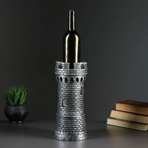 Подставка по бутылку "Башня" серебро 15х15х32см